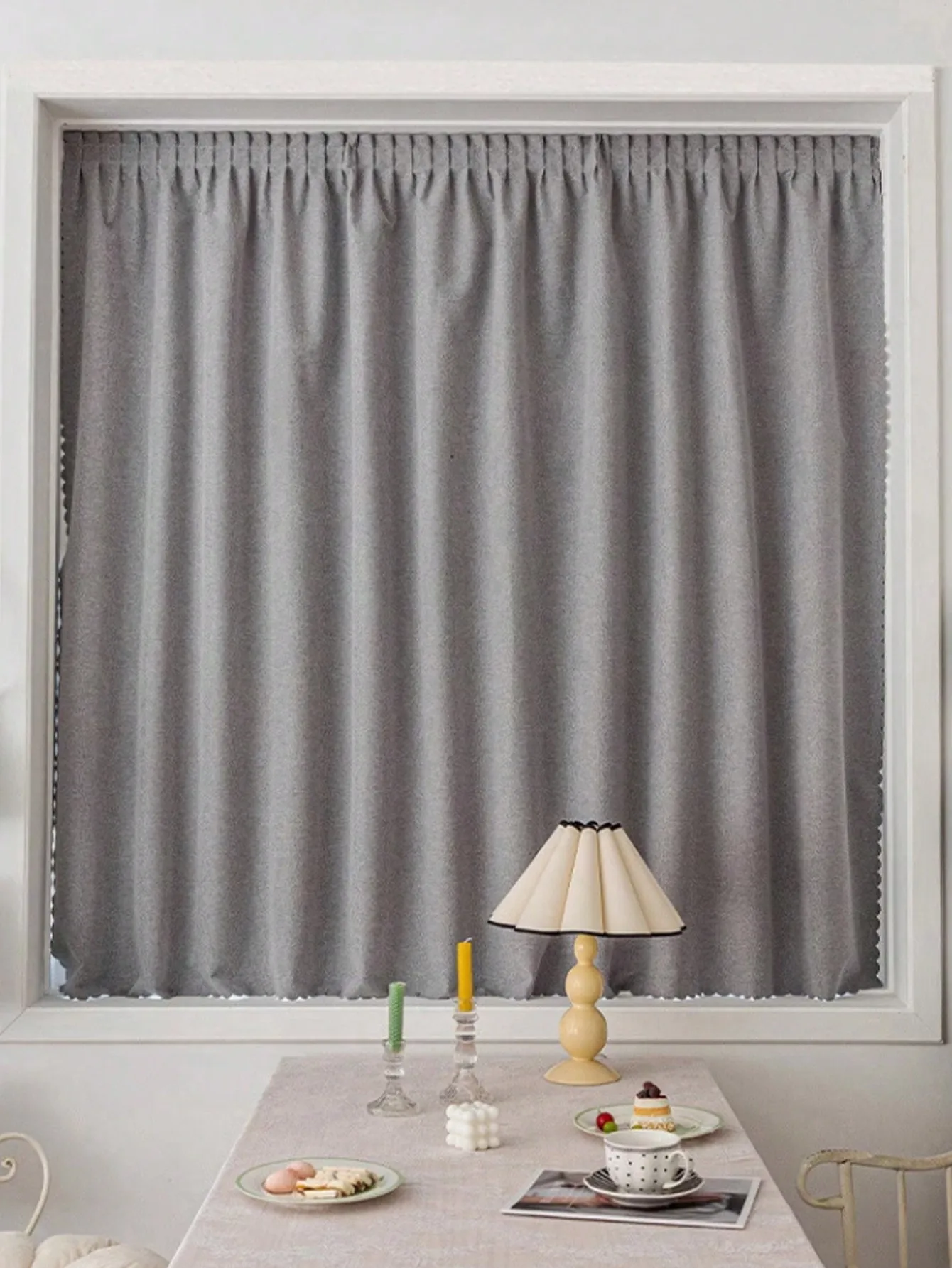 Portable curtain self-adhesive gray curtain Linen Simple Japanese Style Livingroom Study Room Darkening Window Treatment