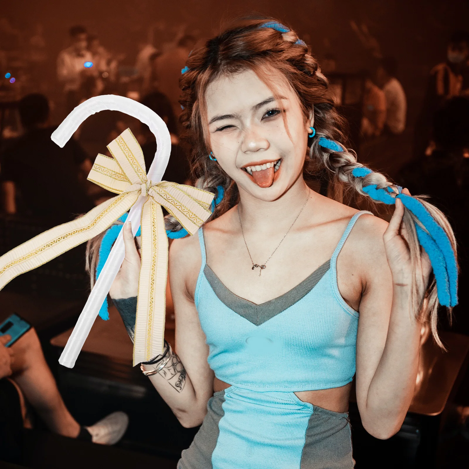 ديكور Bowknot زي قصب فستان أنيق الدعامة لحفلات الزفاف مرحلة الأداء كابينة تصوير التبعي