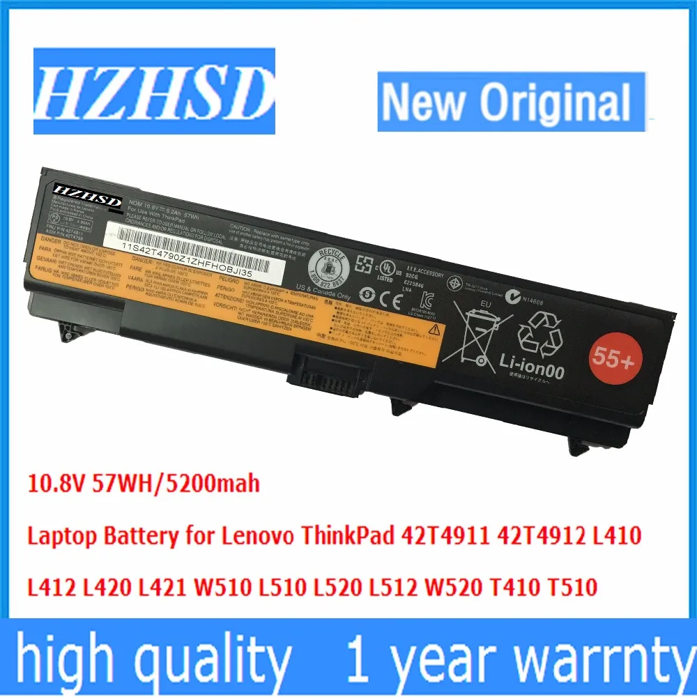 10.8V 57WH Original T410 Laptop Battery for Lenovo ThinkPad 42T4911 42T4912 L410 L412 L420 L421 W510 L510 L520 L512 W520 T510