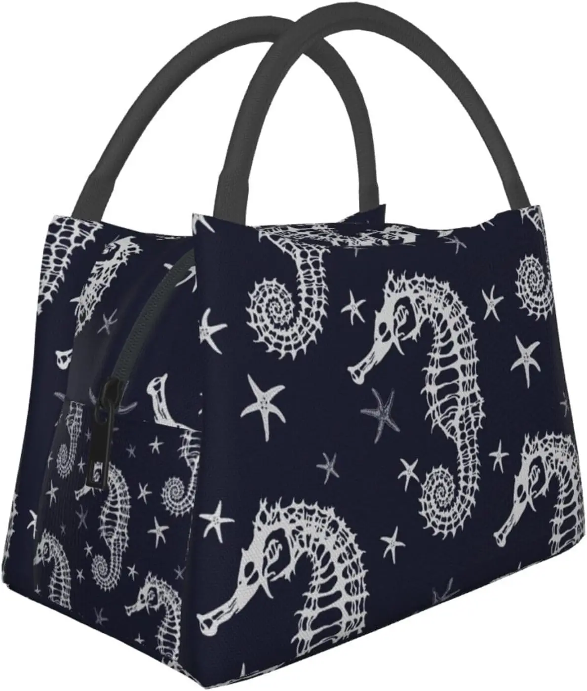 

Seahorses Skeleton Starfish Cool Large Lunch Bags Box For Women Men-Cute Adult Insulated Lunchbox Tote