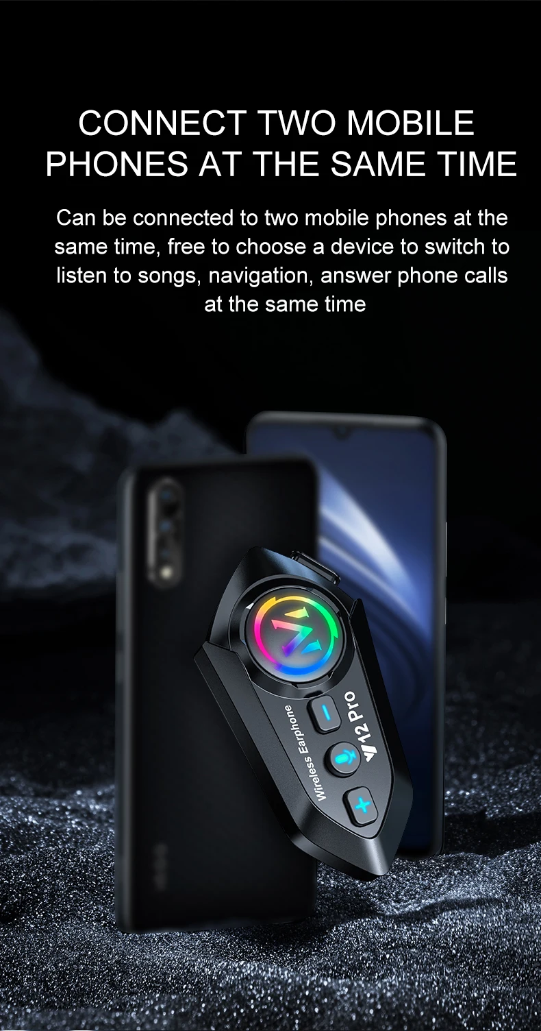 Kebidumei Y12 Pro Motorrad Helm Intercom Bluetooth Headset 500M Wireless Intercomunicador Moto Walkie Talkie – Detail 11