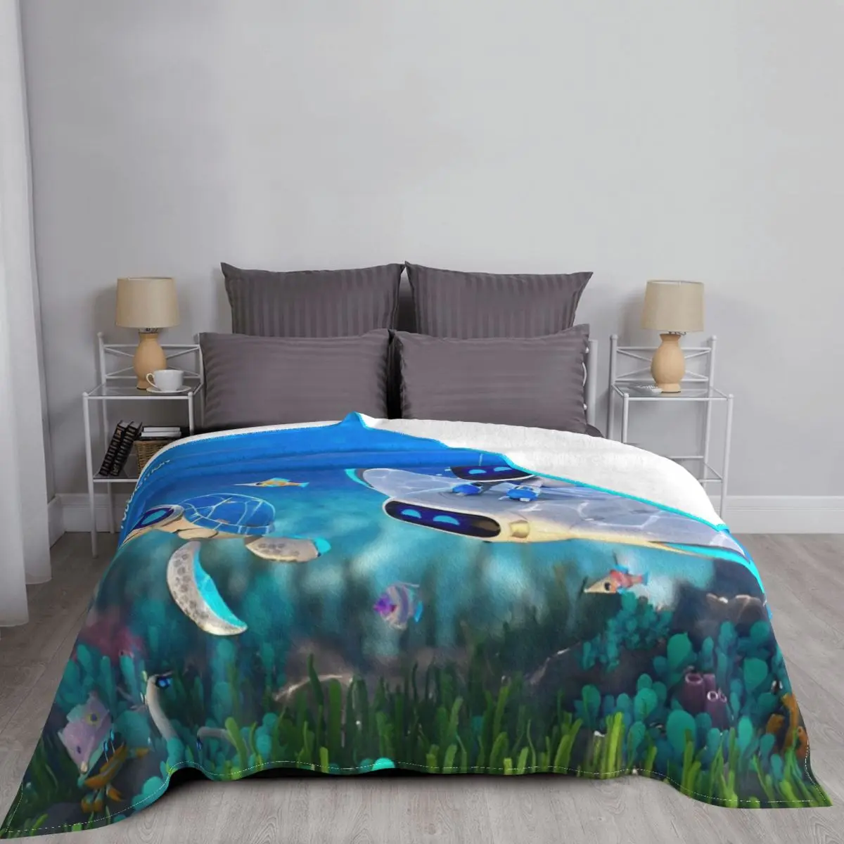 Astro Bot Blanket Velvet Decoration 3D Platformer Video Game Portable Soft Throw Blanket for Bedding Office Plush Thin Quilt