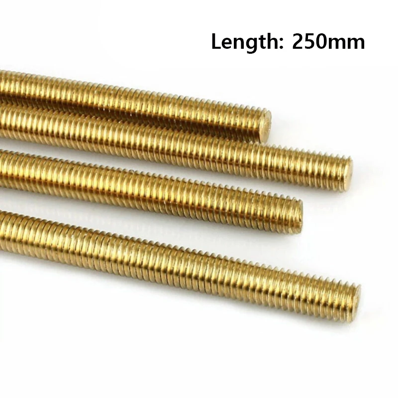 Brass Thread Rod M2 M2.5 M3 M4 M5 M6 M8 M10 M12 M16 250 mm Long Brass Metric Bolt Full Solid Brass All Thread Rod Bar Studs