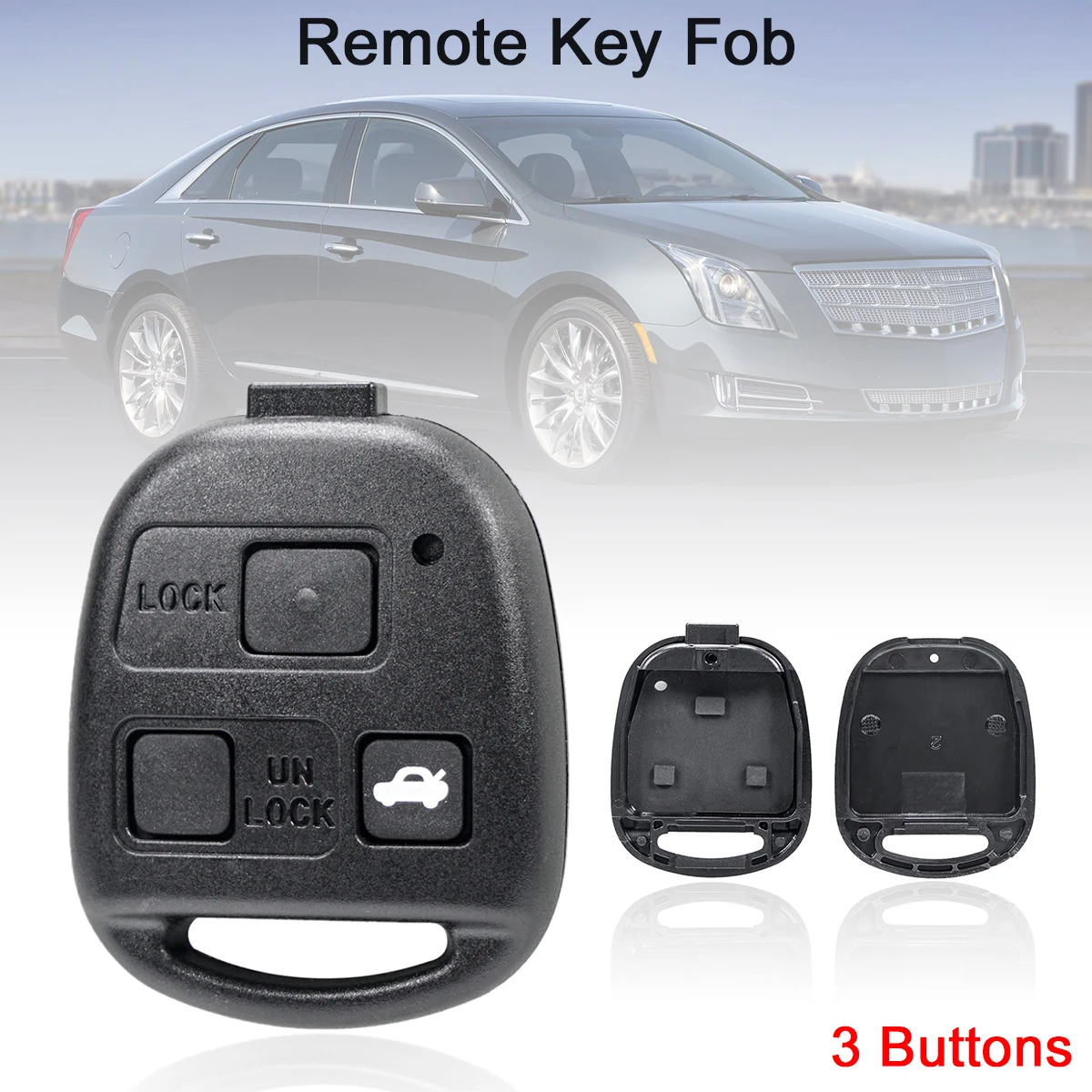 3 Buttons Remote Car Key Shell Case No Blade Fit for Toyota Camry Rav4 Corolla Prado Cruiser- Land Lexus- RX300 ES300 LS400 GX