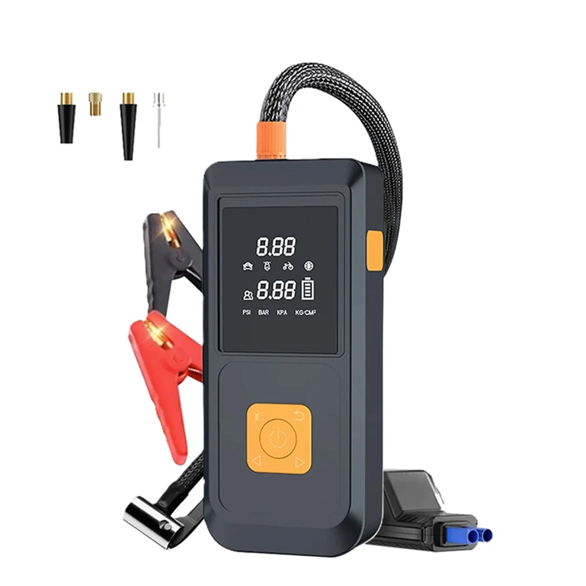 Portable Jump Starter With Air Pump Automobile Battery Booster Power Pack With LED Light Multi-Function Tire