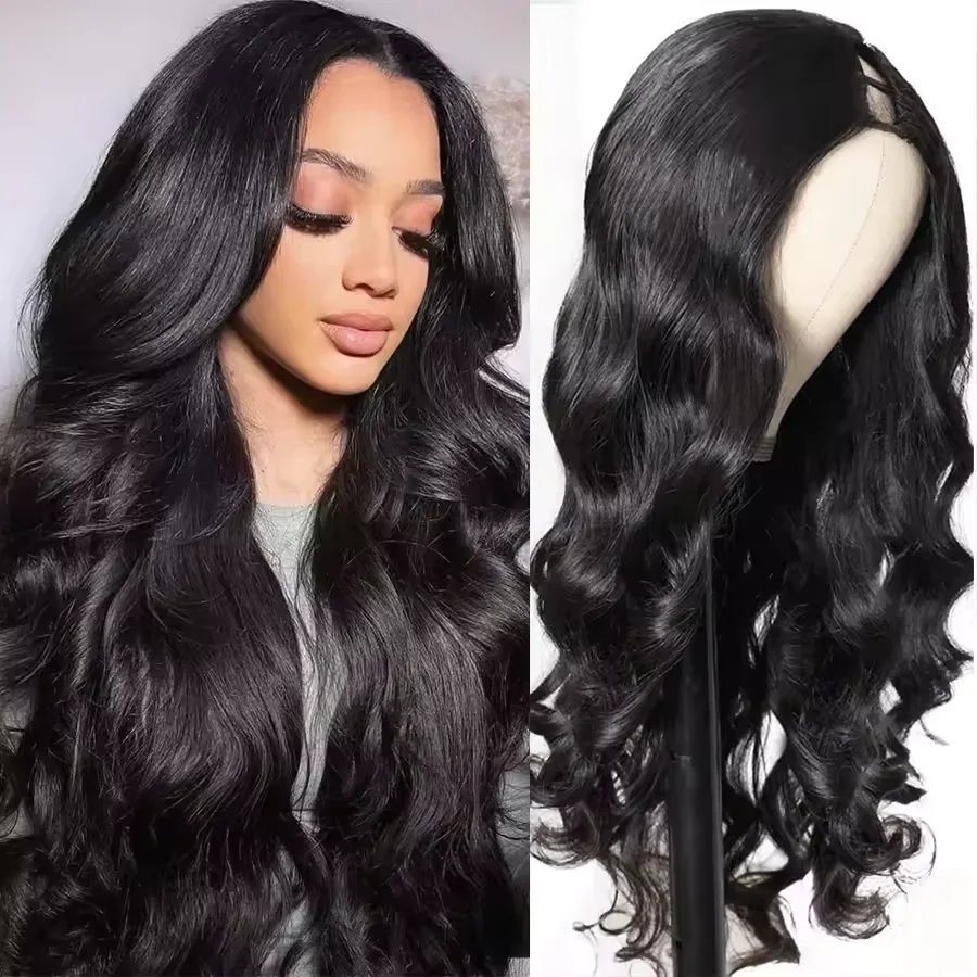 Peluca de cabello humano brasileño con ondas body wave, densidad 200, largo 30-32 pulgadas, color natural, sin pegamento ni leave out