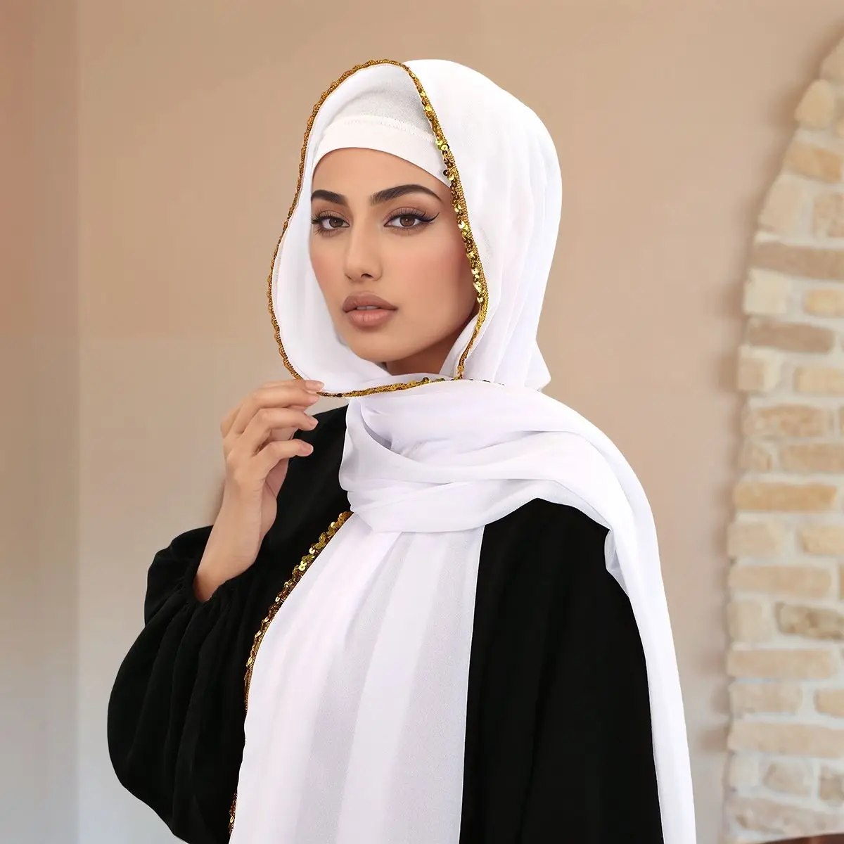 جديد مطرزة الشيفون وشاح طويل للنساء شال الحجاب مسلم الحجاب يلتف عصابات عقال Bufanda Foulard Turbante Mujer