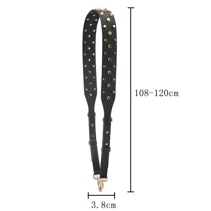 Leather Bag Replacement Strap Adjustable Metal Rivet Handbag Shoulder Straps Bag Belt Handle Crossbody Purse DIY Accessories
