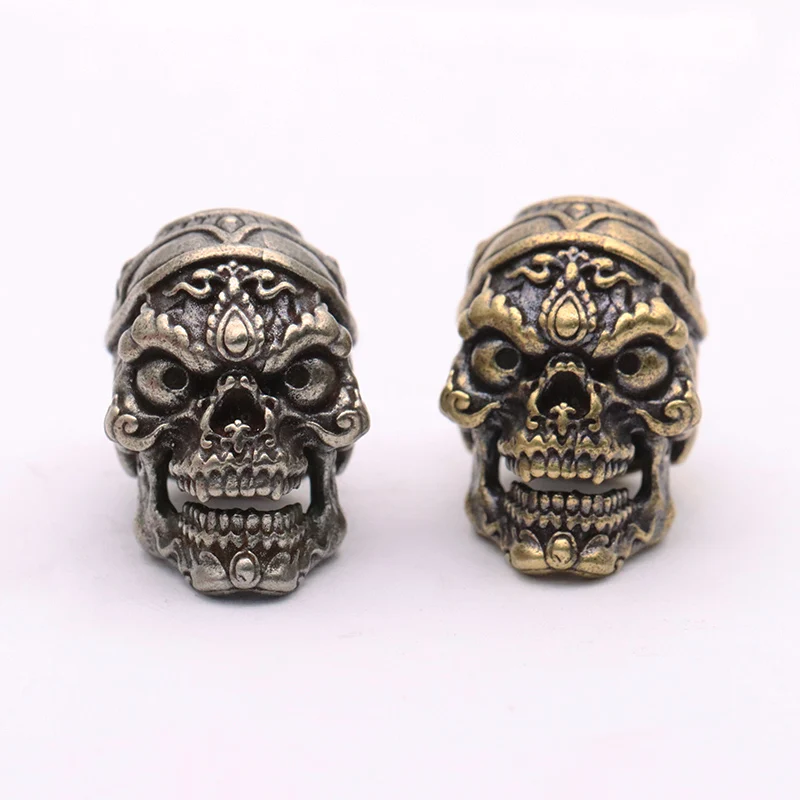 Brass Tibetan Buddhist Tantra Gabala Skull Knife Beads Pendants Punk Outdoor EDC Paracord Hangings Car Keychains DIY Accessories