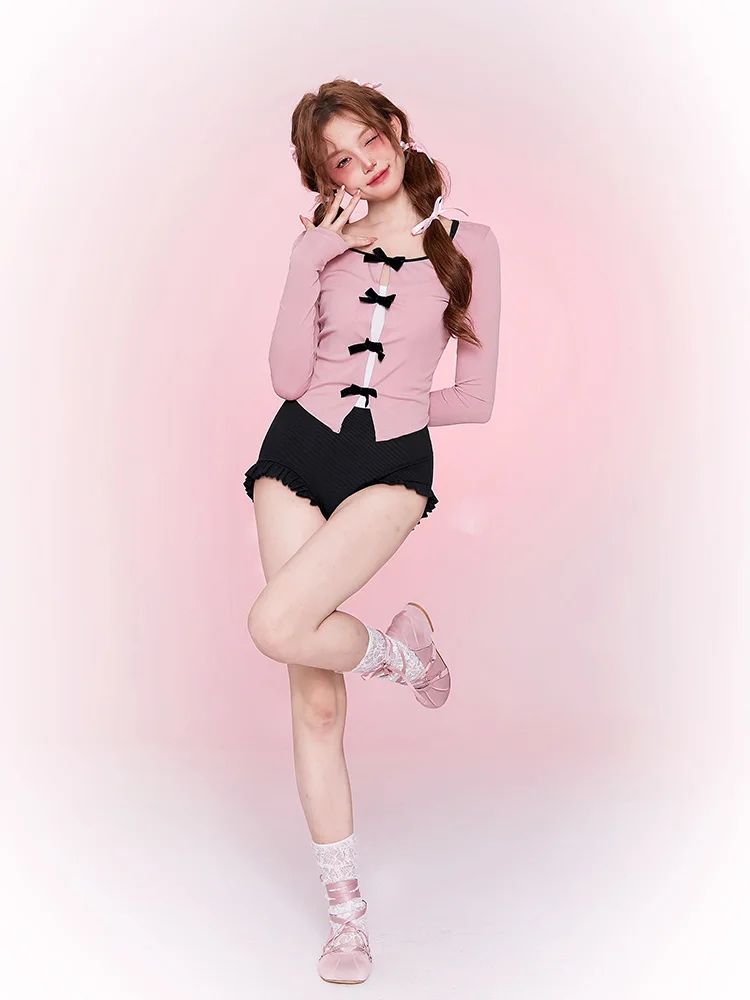 

Pink One-Piece Swimsuit Long Sve Thermal Spring Bathing Suit Women's Conservative Cover-Up Mask Brand Leisure Swimwear