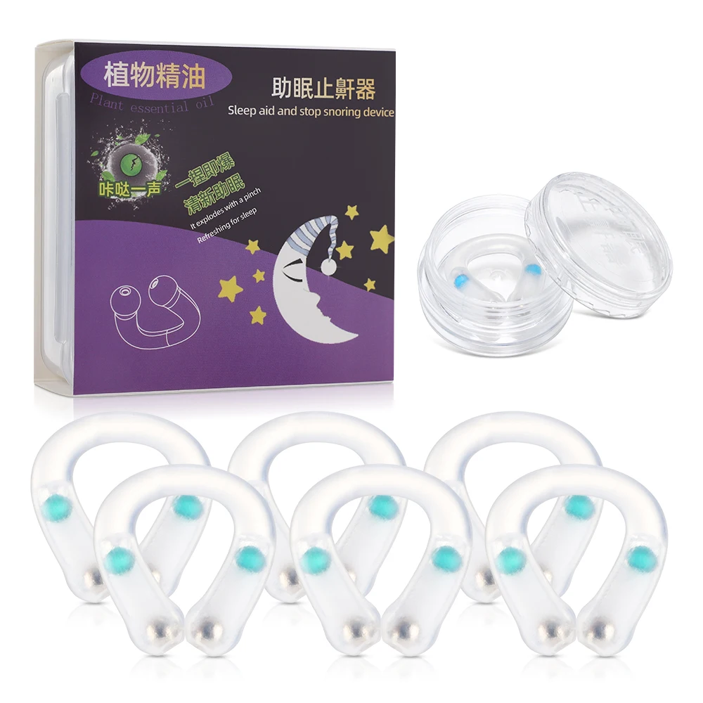 

3/6PCS Anti Snoring Nose Clips with Essential Oil Improve Sleep Apnea At Night Easy Breathe Magnet Nasal Dilators Sleeping Aid