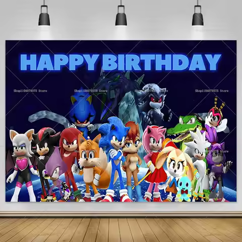 Blue Sonic Birthday Party Background Decoration Boy Birthday Party Favors Photography Backdrop Baby Shower Banner Photo Studio