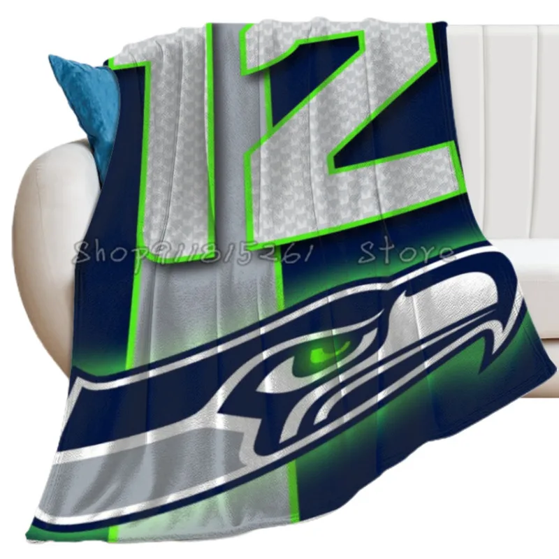 Seattle Seahawks Throw Blanket Fuzzy Warm Throws for Winter Bedding3D Printing Soft Micro Fleece Blanket