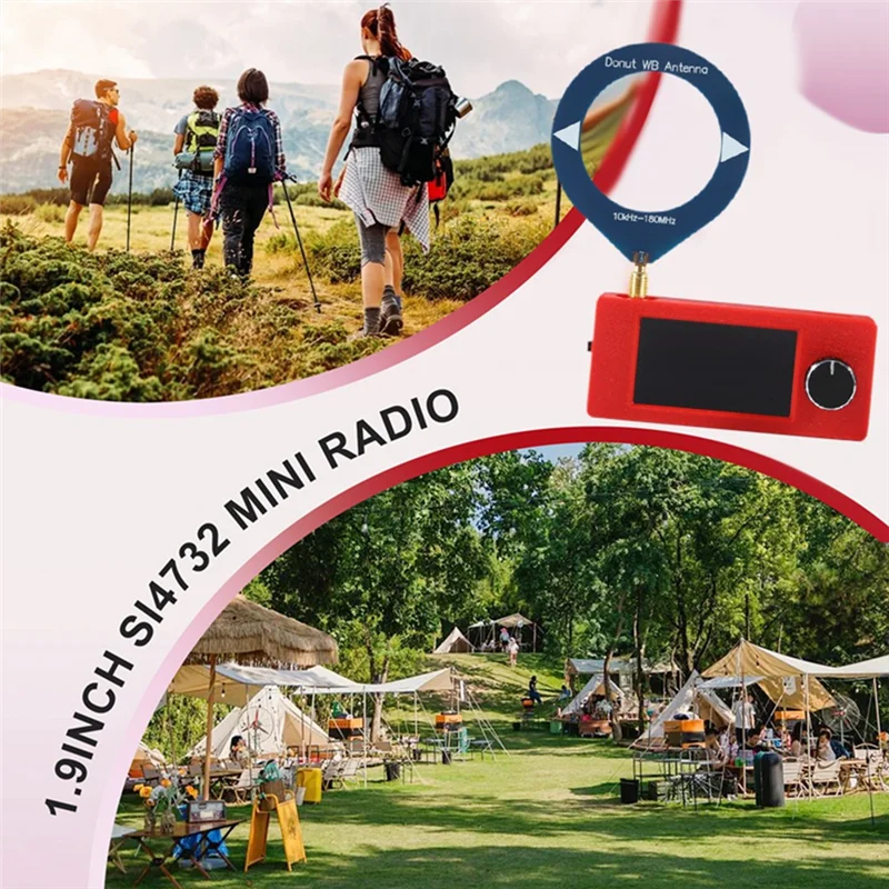 ABSY LSB USB AM FM راديو الجيب 1.9 بوصة IPS شاشة SI4732 راديو صغير 10-180 ميجا هرتز SMA واجهة حلقة هوائي #6