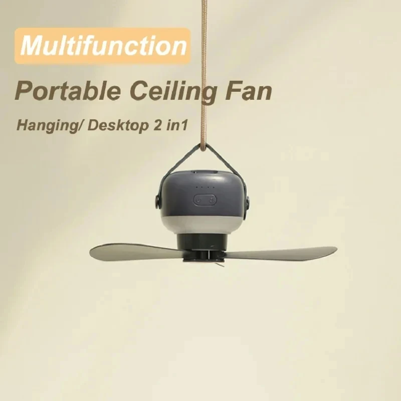 Portable Ceiling Fans 7200mAh Outdoor Camping Fan Tent Ventilator Cooler Rechargeable Electric Fan Remote Control LED Lighting