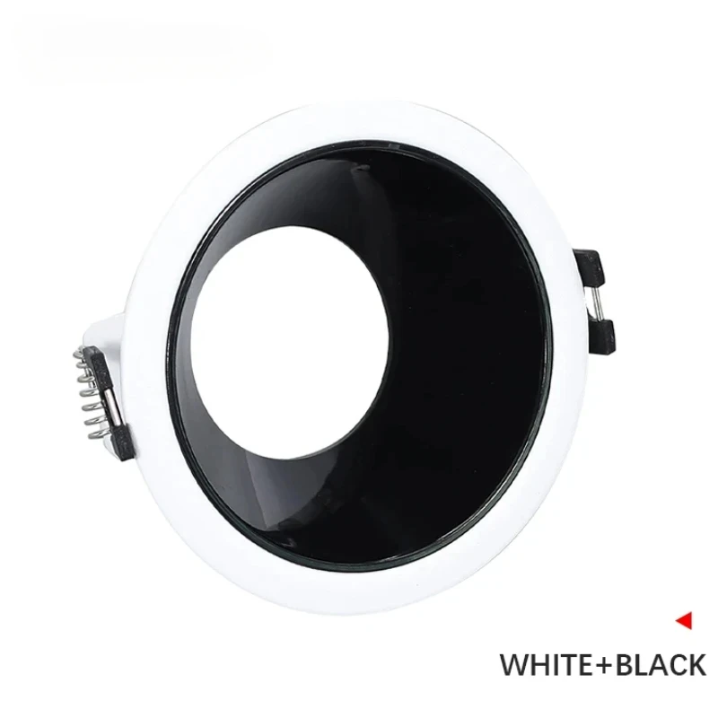 2 pçs branco-preto redondo led recesso quadro de teto redondo dia90mm gu10 mr16 para baixo luz corte buraco 80mm led holofote montagem dispositivo elétrico