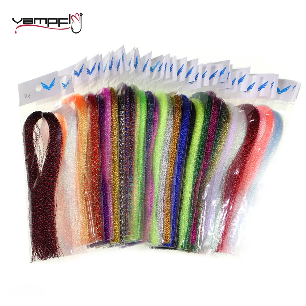 

Vampfly 100packs Crystal Flash Tinsel Fishing Lure Jigs Krystal Flash Fly Tying Material for Streamer Nymphs Trout Fishing Lures