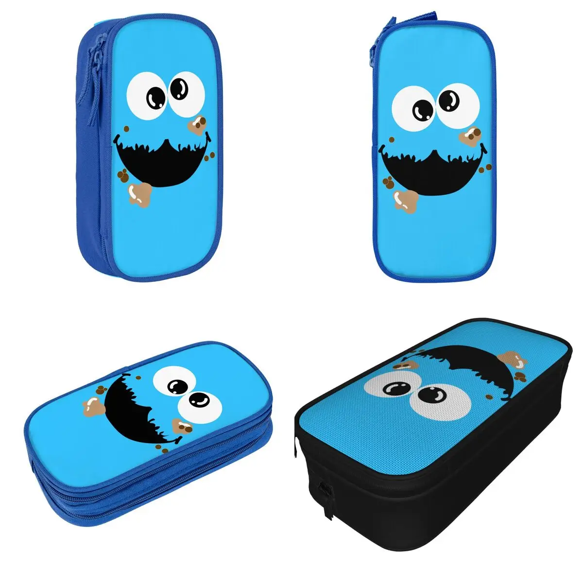 S-Sesame Street Cookie Face Pencil Cases Cartoon Pen Holder Bag for Student Large Storage Students School Gift Pencil Box