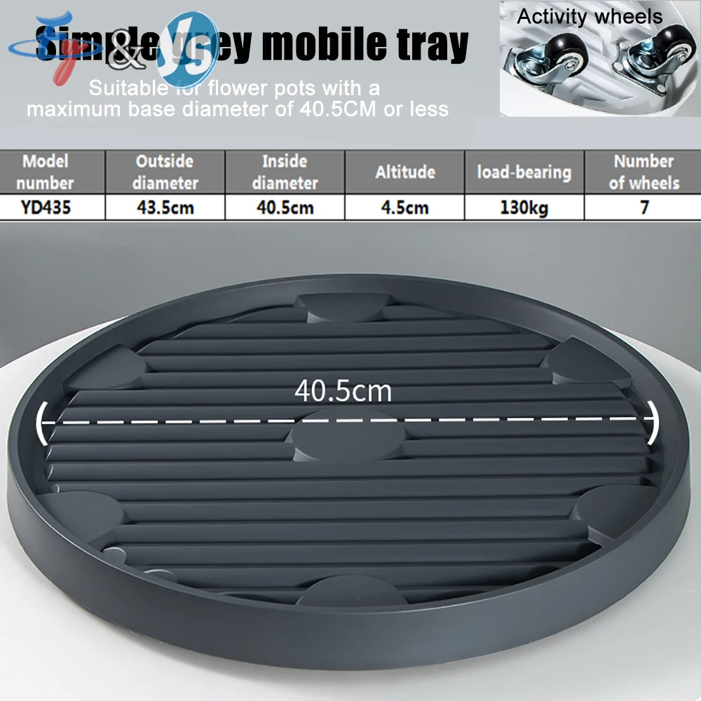 Flower Pot Mobile Tray with Wheels Extra Large Deepened Green Plant base Hidden Universal Wheel Plastic Circular