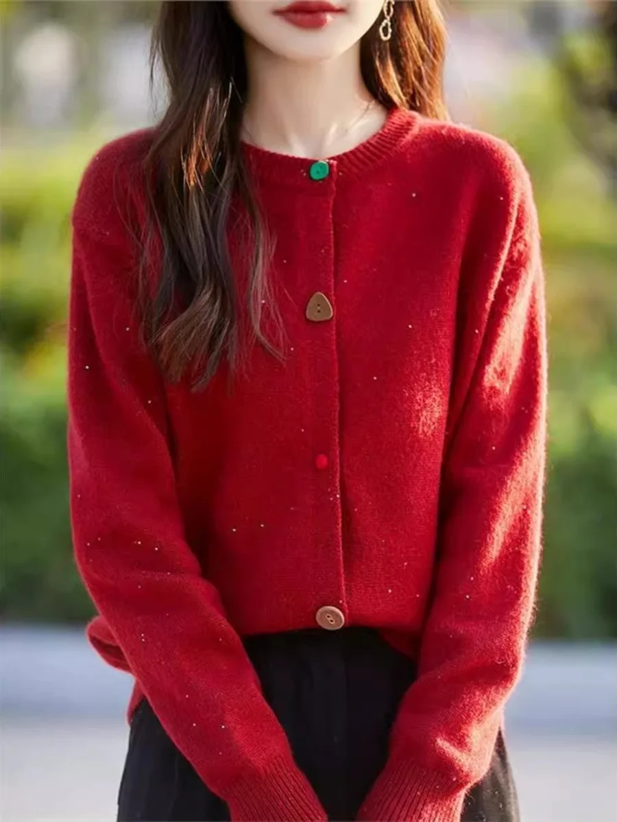 

Women's Knitted Cardigan Bear Velvet Commute Faion Versatile Base Layer Sweater Knitwear Outerwear Simple Sle Long Sve