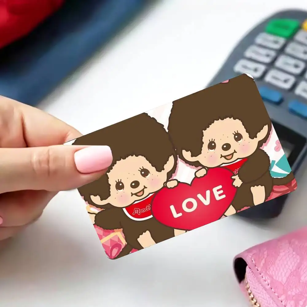 LOVELY M-MonchhichiS 4pcs 1Set Card Stickers Small Waterproof Chip 4PCS Card Sticker