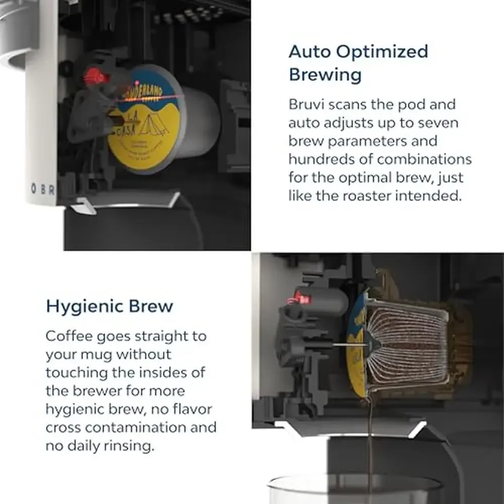 7-in-1 Coffee System-Bruvi Brewer Espresso Cold Brew Infused Coffee Hot Water Touch Screen Removable Tank