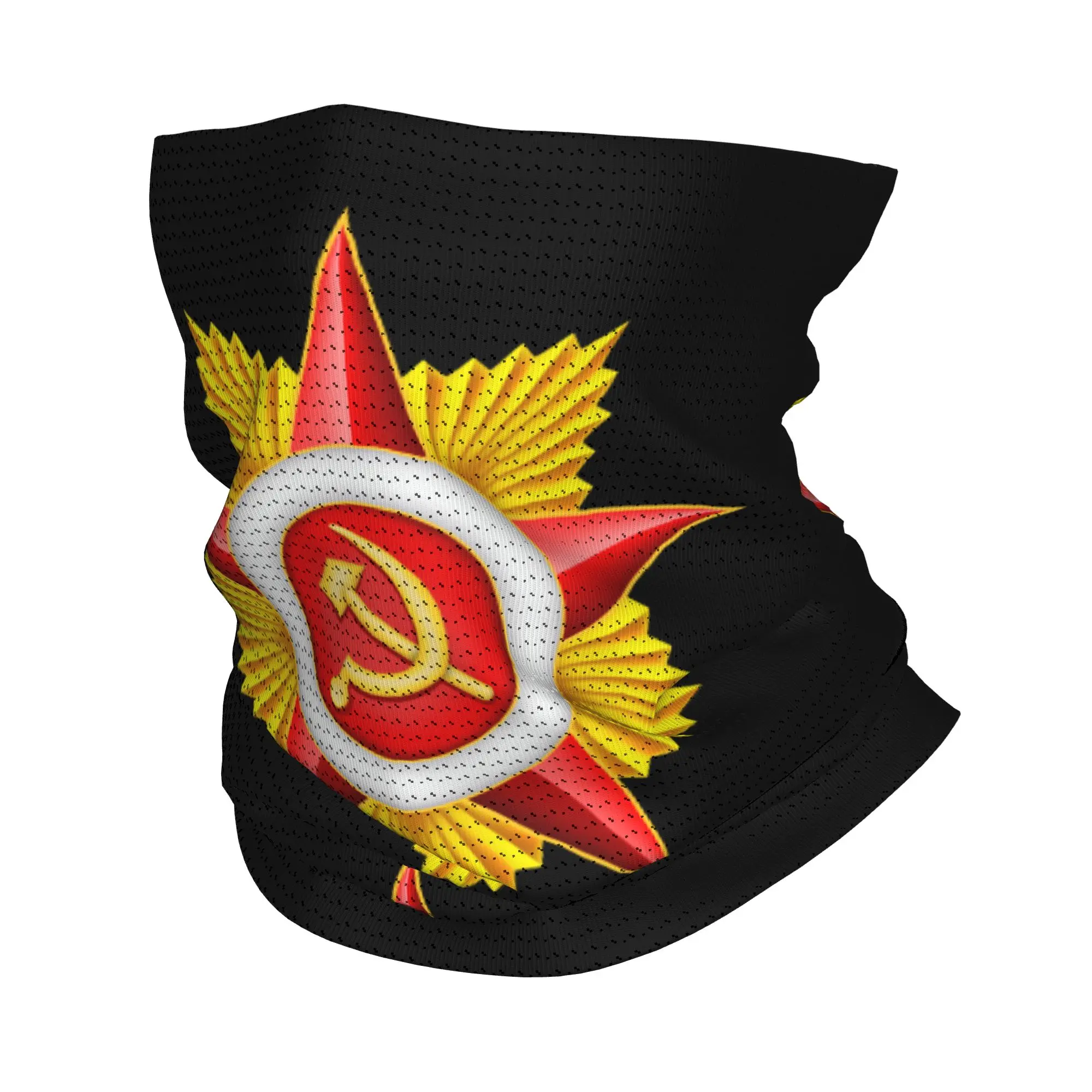 Red Srar Soviet Union Symbol Bandana Neck Warmer Men Women Ski Tube Scarf Gaiter Russian CCCP USSR Socialist Flag Face Cover