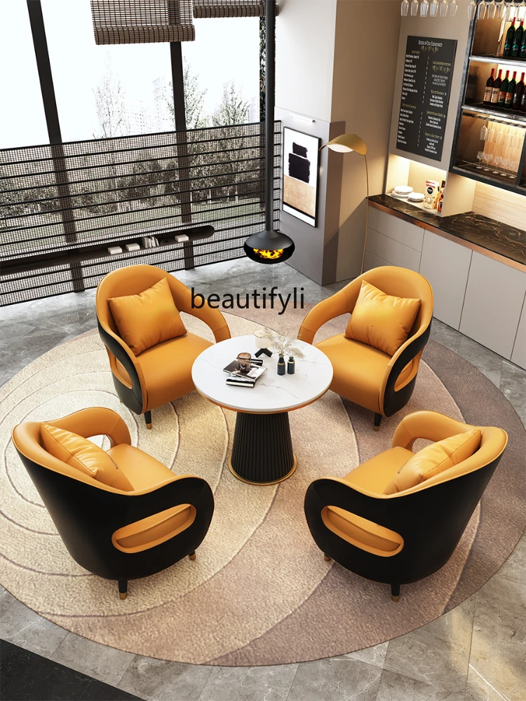 LBX Business Negotiation Table and Chair Combination Modern Hotel Leisure Reception Small round Table Sofa Light Luxury