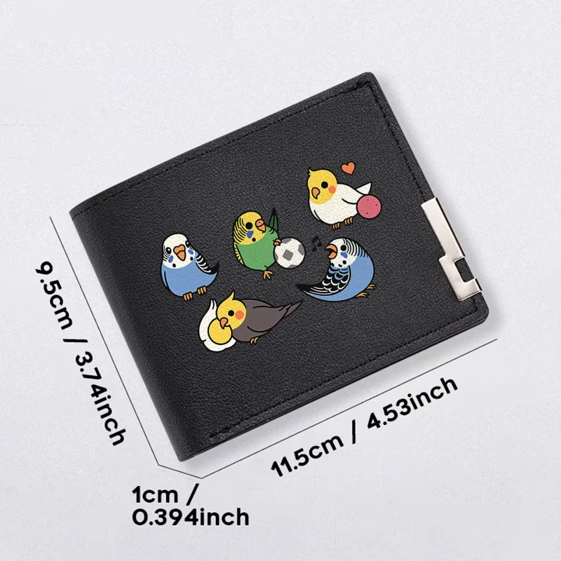 กระเป๋าสตางค์หนัง PU ลายนก กระเป๋าสตางค์แฟชั่นธุรกิจขนาดกะทัดรัดสำหรับผู้ชาย น้ำหนักเบา ทนทาน ใช้ได้ทุกวัน