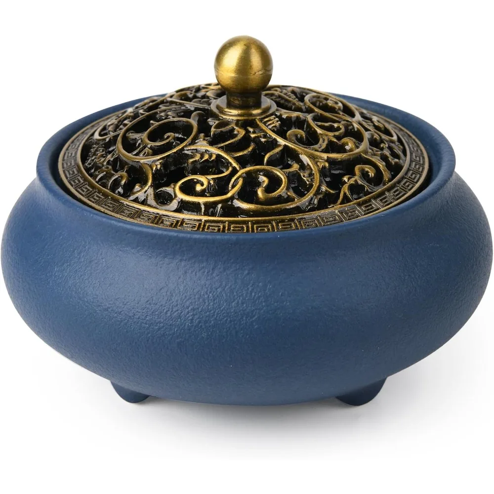 

Керамическая курильница с держателем для благовоний + огнестойкий хлопок, чаша для размазывания ручной работы для благовоний или катушки, конусов для шалфея, F