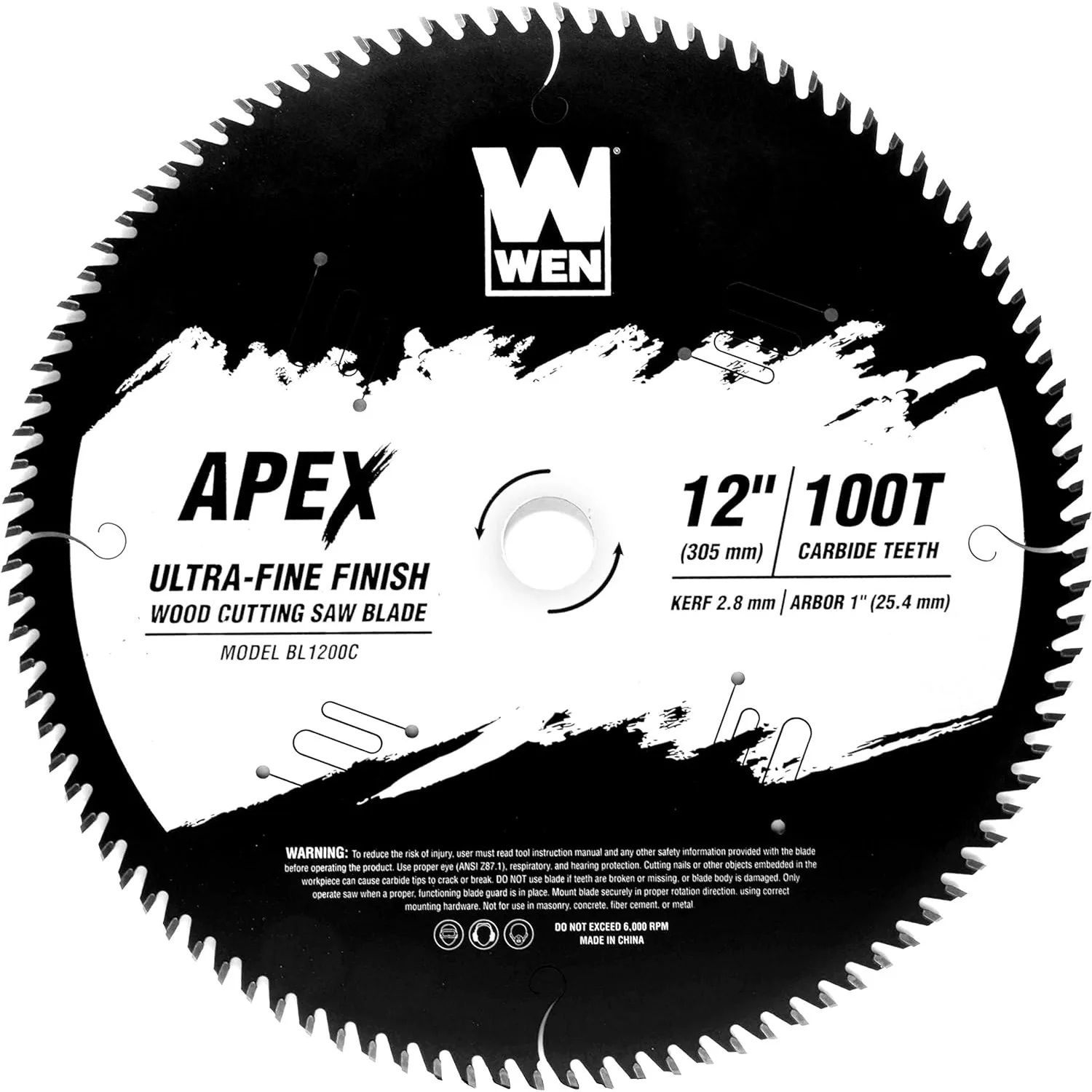 

NEW BL1200C Apex 12-Inch 100-Tooth Carbide-Tipped Ultra-Fine-Finish Industrial-Grade Woodworking Saw Blade with Cool-Cut Coating