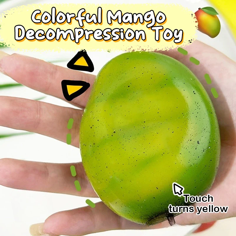 1pcs Squishy Toy Color Changing Mango Mochi Pinching Toy Slow Rebound Stress Release Toy Decompression Toy Creative Toys Gifts