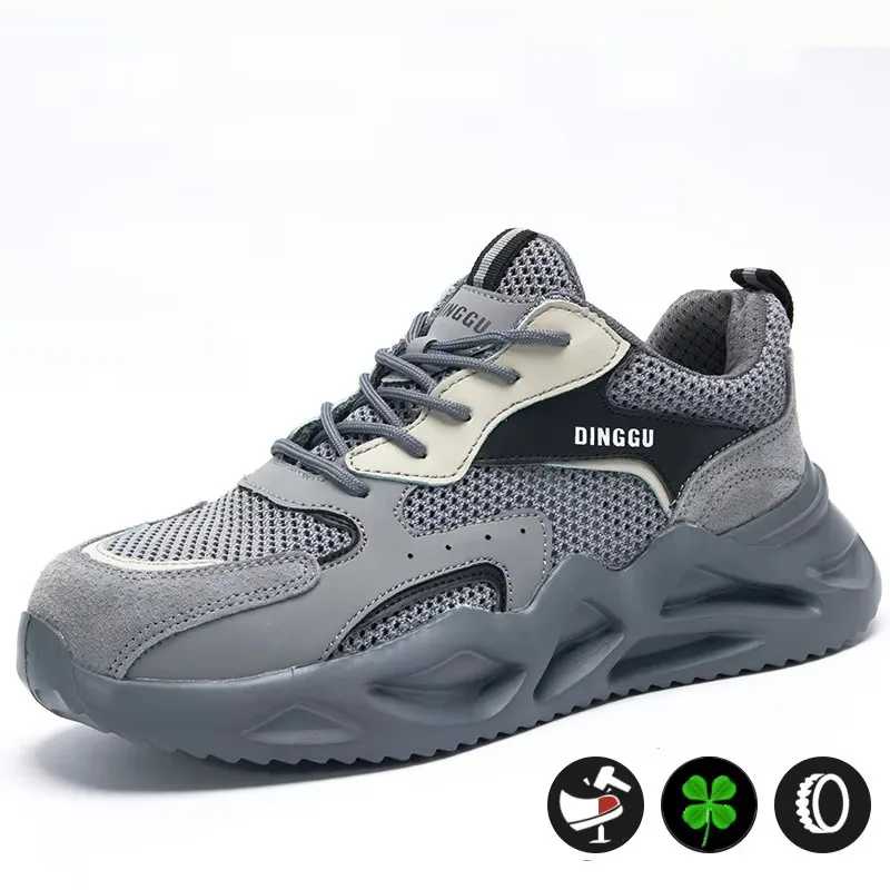 Summer Protective Shoes Men Work Sneakers Steel Toe Cap Breathable Safety Shoes Anti-smash Anti Puncture Indestructible Shoes