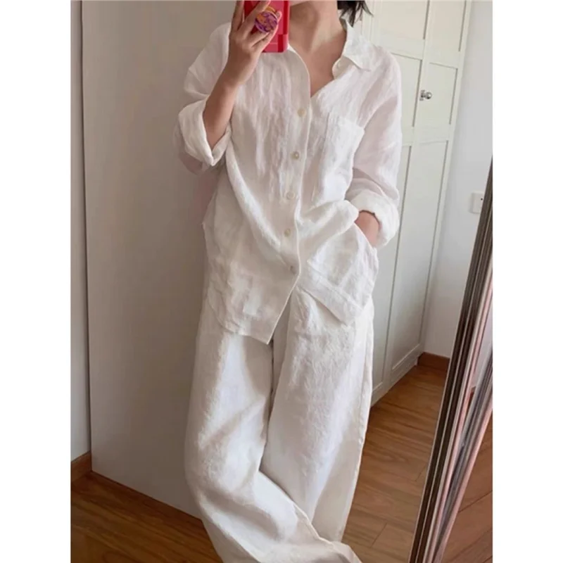 

White Long Sleeve Loose Shirt Women Summer Thin Outerwear Sun Protection Top Commute Style Collar Regular Fit Pure Color