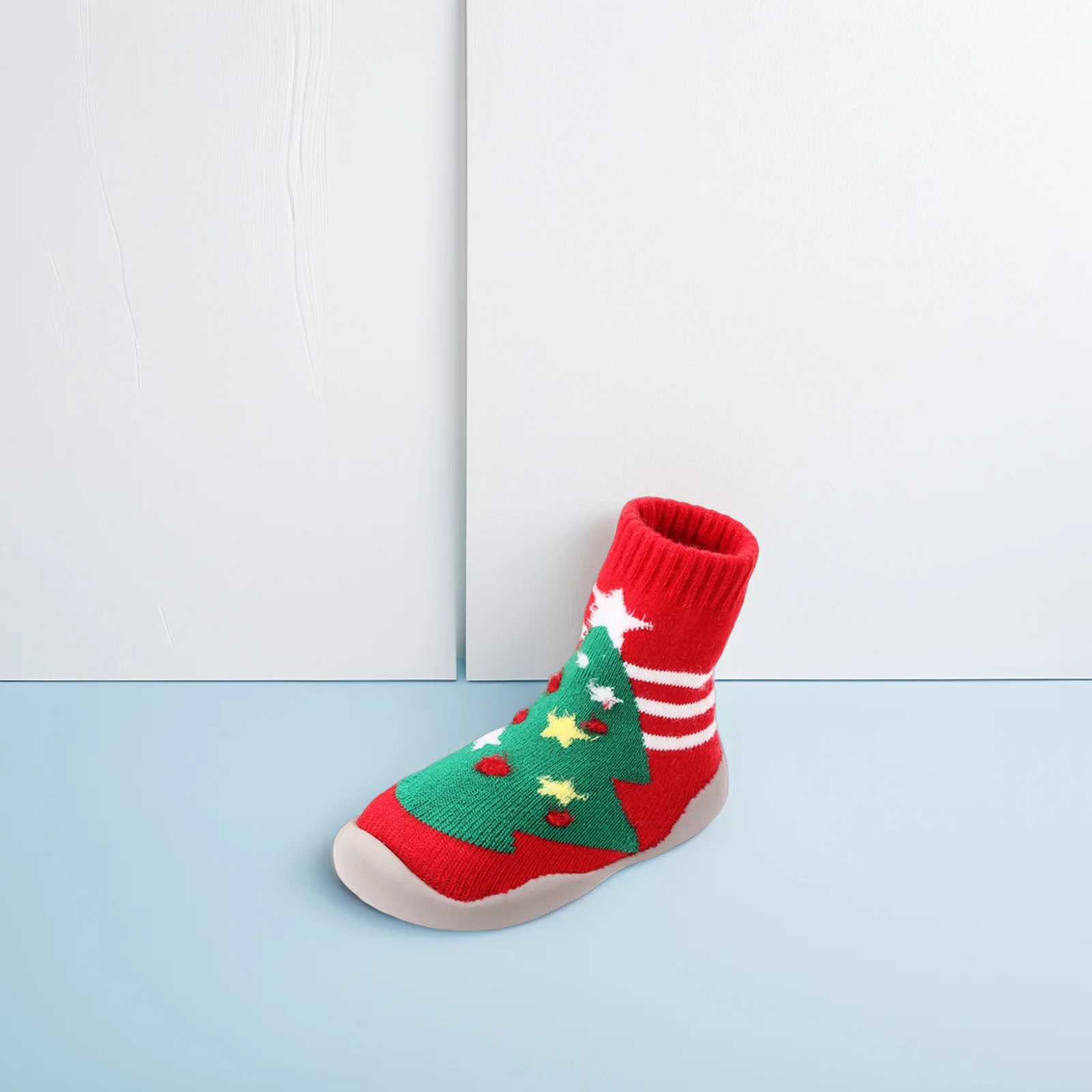 

Baby Socks Toddler Kids Socks Warm Yarn Christmas Anti skid Lightweight Comfortable Non slip Cold Floor Holiday Theme Knitted