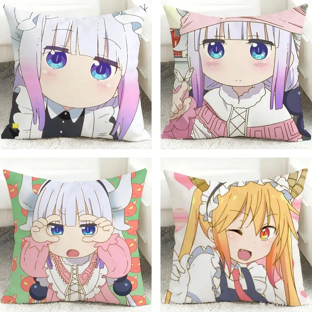 Miss Kobayashis Dragon Maid Cushion Cover 40x40cm Square Decorative Sofa Cushion Cover Bedroom Living Room Home Decor Gift
