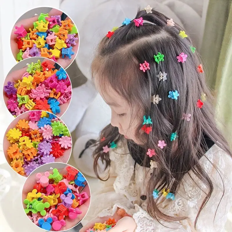 Mini Colorful Hair Claws Girls Kids Cute Flower Star Heart Hair Clips Cartoons Sweet Crown Headwear Accessories Wholesales