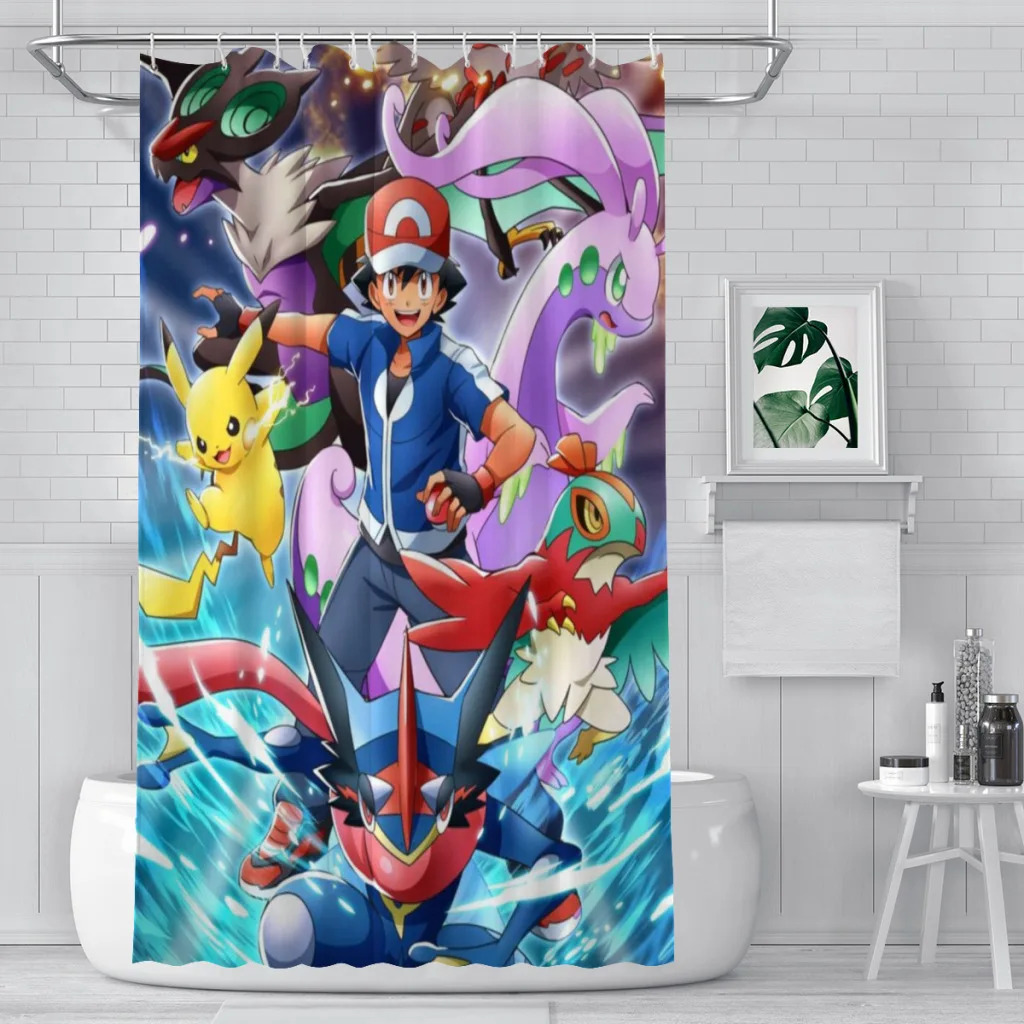 

Pokemon Shower Curtain Bathroom Decoration Shower Curtain Birthday Gift