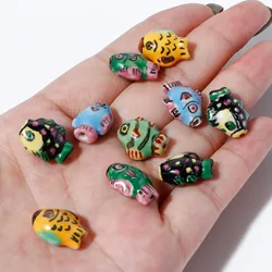 5PCs Cartoon Fish Shaped Ceramic Beads Hand Painted Ceramic Pendant Porcelain Beads For DIY Jewelry Making Accessories 15x12mm