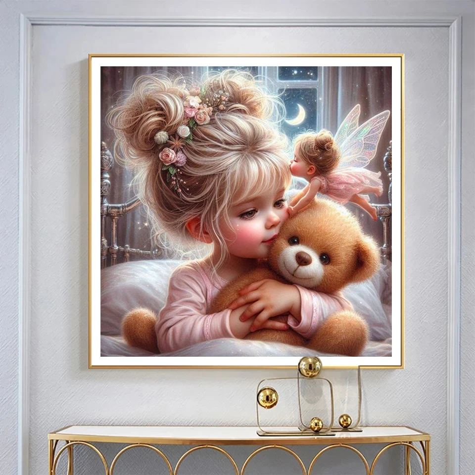 DIY 5D Diamond Painting Cute Girl and Animal New 2024 Full Round Mosaic Embroidery Picture Cross Stitch Kit Art Rhinestone Gift