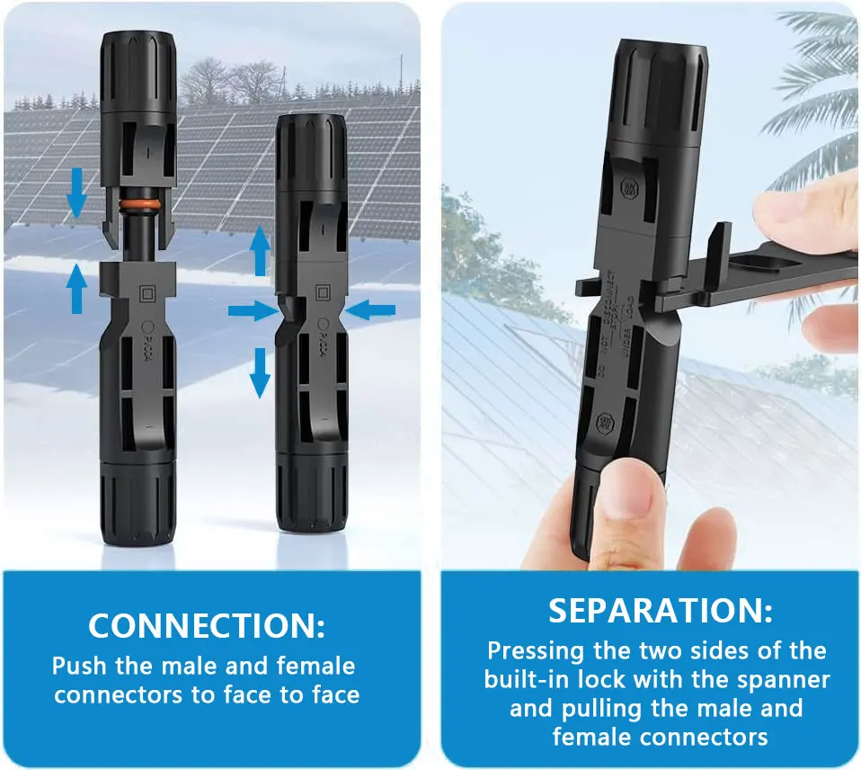 Y&H 2 Pairs Male＆Female Waterproof PV Cable Connector for Solar Panels PV Systems and Wire Connection image 6