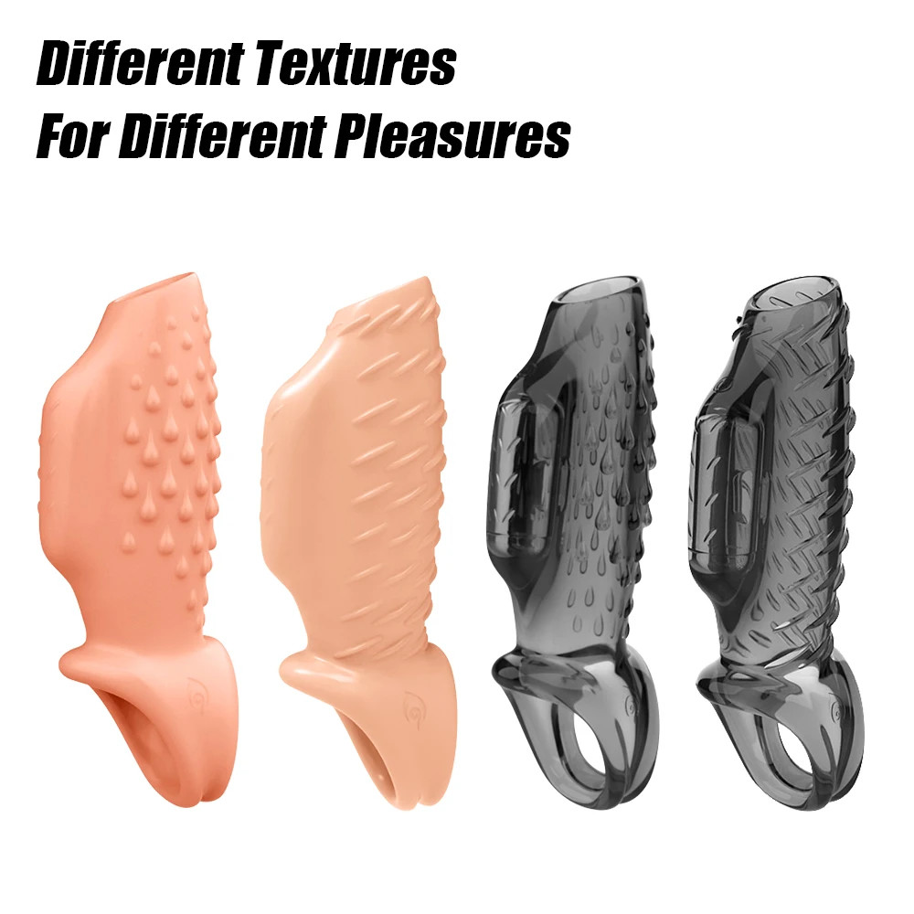 Thick Spikes Condoms With Vibrator Penis Enlarger For Men Cock Ring Extender Delay Ejaculation Exerciser Sex Toys Couples Tool