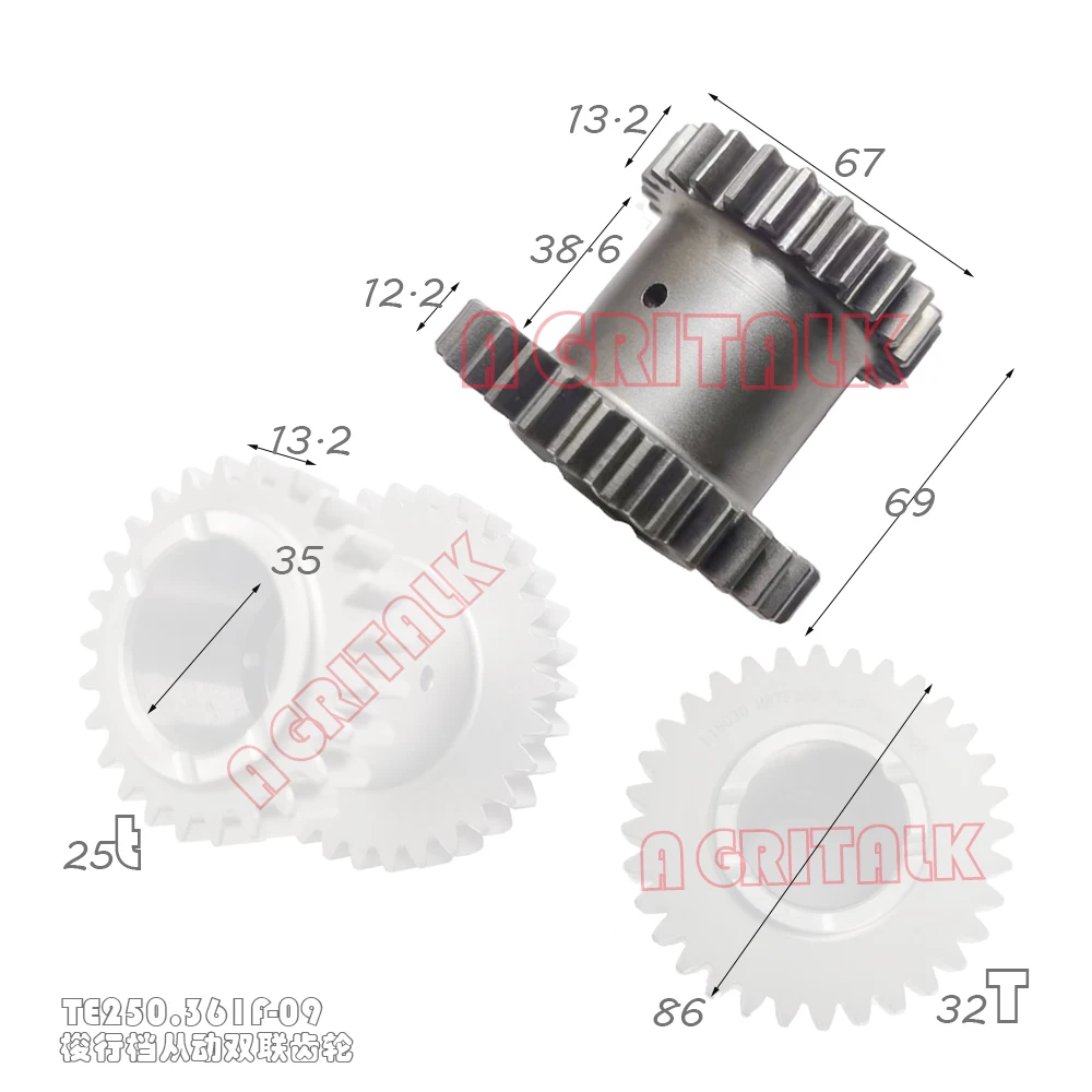 TE250.361F-09 , shuttle driven twin gear for Foton Lovol TE254 series tractor