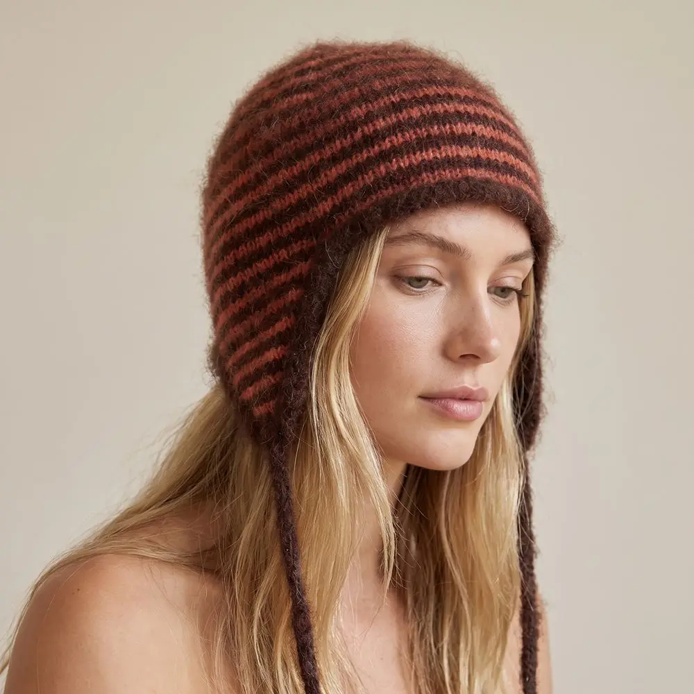 Cozy Korean Style Earflap Hat Plush Solid Color Knitted Hat Woolen Ear Protection Knit Cap Girls 5