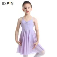 Vestido de leotardo de Ballet para niñas, camisola entrecruzada con tirantes finos, falda tutú con espalda cruzada, Ropa de baile lírico de salón, bailarina