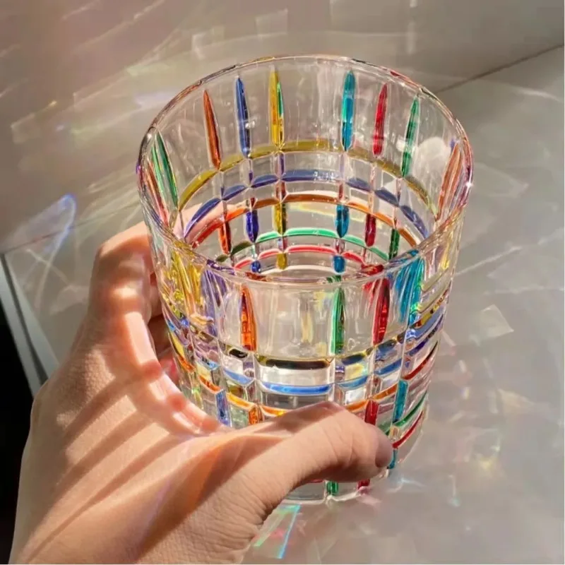 New European Style Contrasting Whiskey Glass Hand Painted Colored Glass Creative Painted Water Glass Bar Liquor Cups Wine Cups