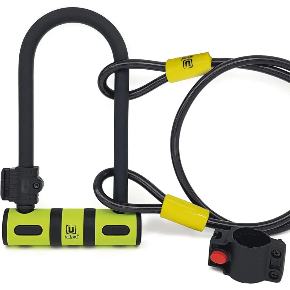 

Прочный U-образный замок для велосипедов с тросовым замком – Высокозащитный противоугонный замок для велосипедов, мотоциклов и скутеров – Из закаленной стали, с двойным замком