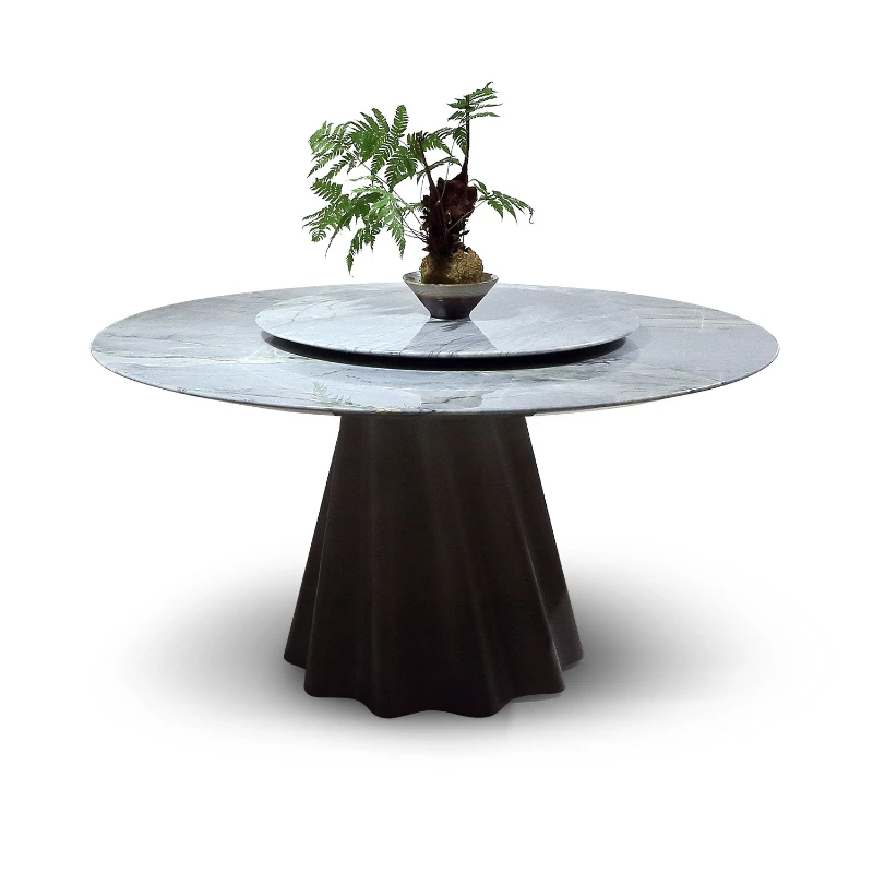 Wabi Sand Wind Export Composite Luxury Stone Dining Table New Simple Round Italian Minimalist Creative Tempered Glass Rice