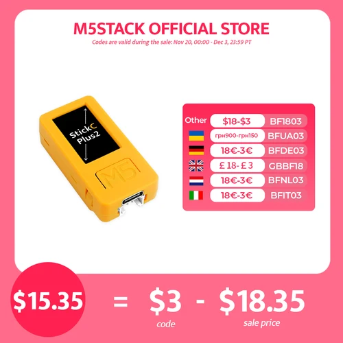 M5Stack oficial M5StickC PLUS-PLUS2 con accesorios de reloj Mini Kit de desarrollo IoT controlador IoT de pantalla TFT de 1,14 pulgadas