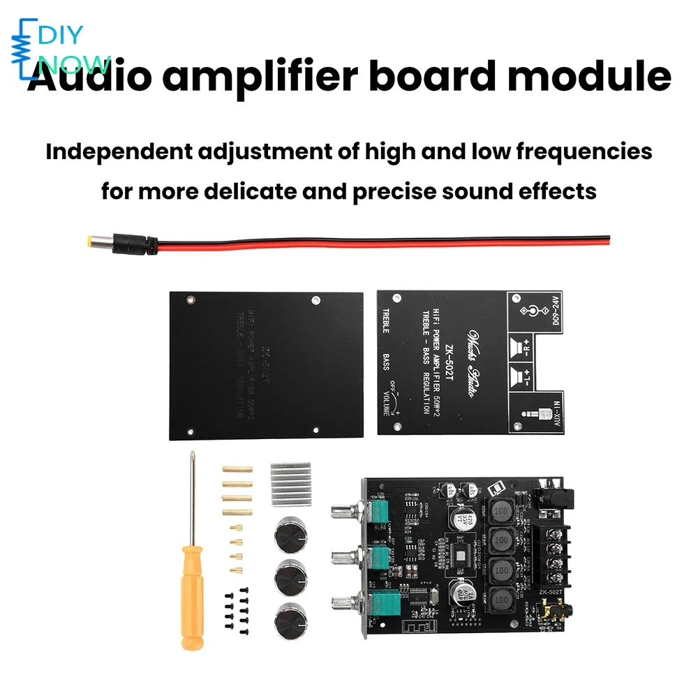 ZK-502T TPA3116D2 Bluetooth Audio Amplifier Board Module Dual Channel 2*50W Bluetooth 5.0 Audio Stereo Amplifier AUX